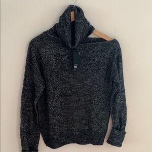 PAIGE black, charcoal, silver cold shoulder Sweater - NWT / xs flattering fit